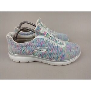 Skechers Summits Women 10 Multi Color Space Dye Knit Slip On Sneakers pastel